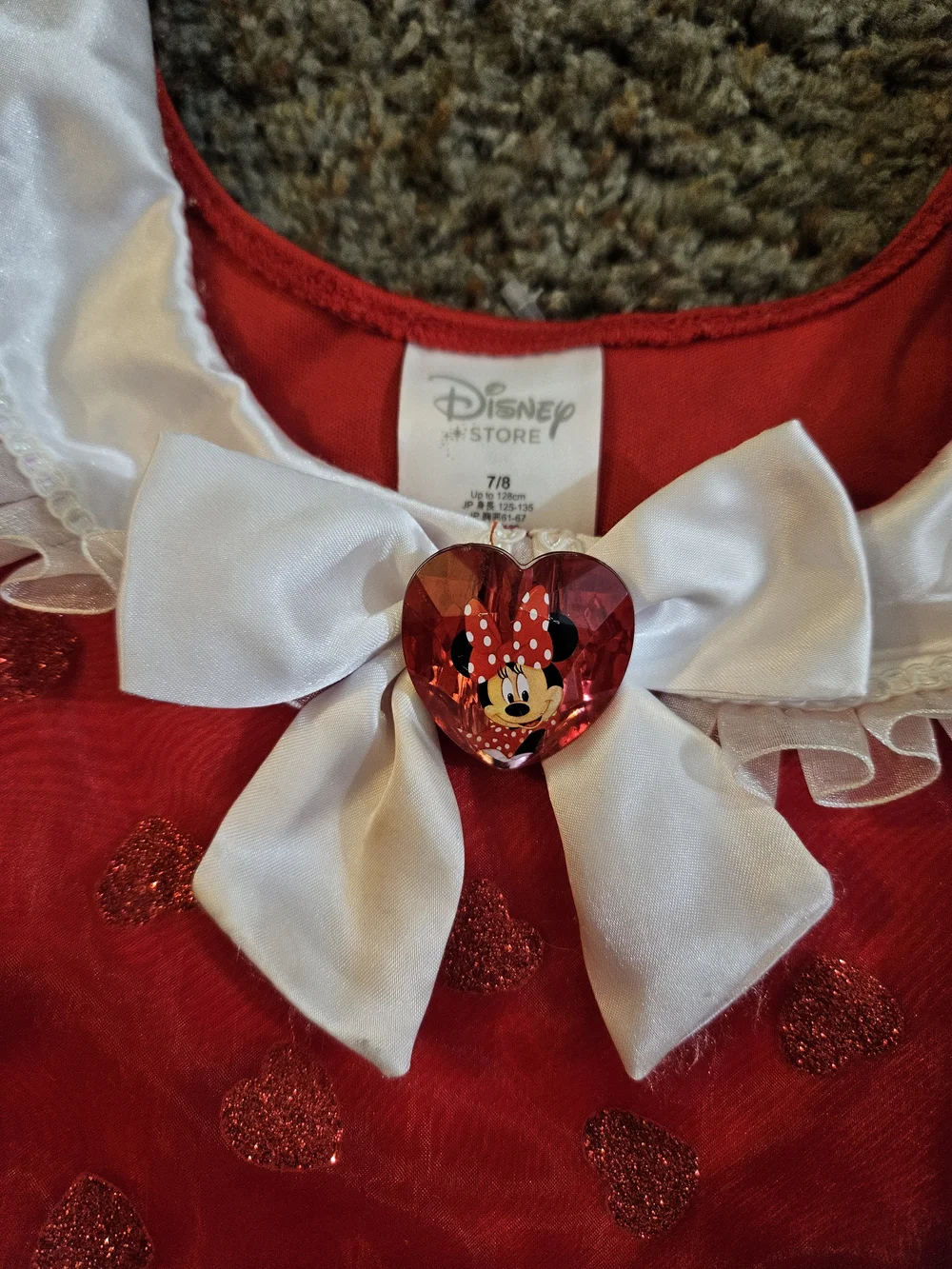 Disney Red and White Polka Dot Girls Costume Dress with Bow - Picture 2 of 2